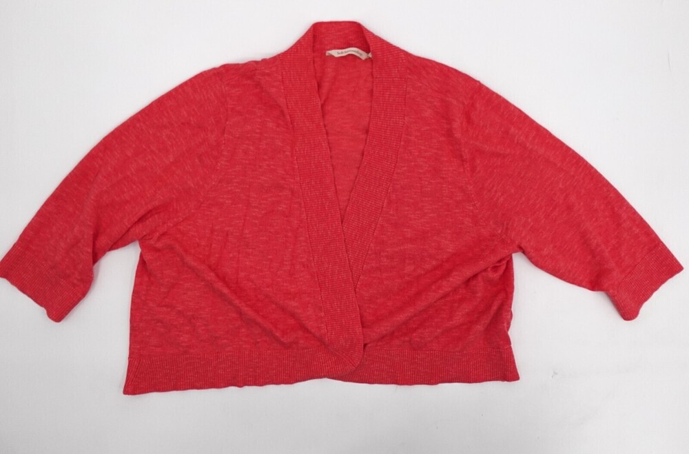 Soft Surroundings Cardigan Sweater Womens 2X Plus Red Open Logn Sleeve Mock Neck